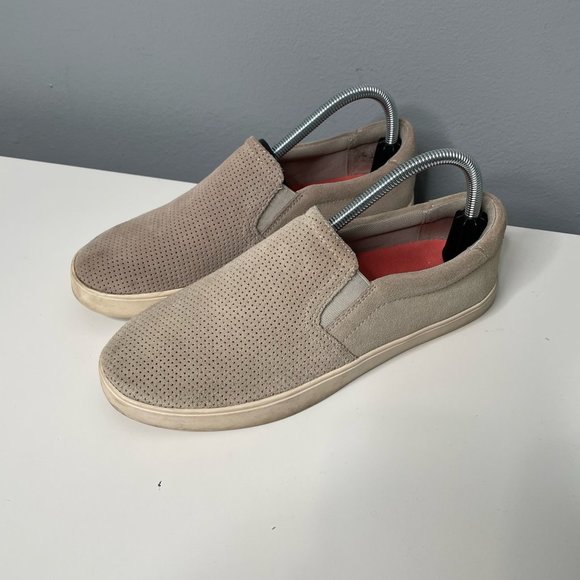 Dr. Scholl's Shoes - DR. SCHOLL'S Cream/Tan Perforated Leather Low Top Slip On Madison Sneakers 8.5
